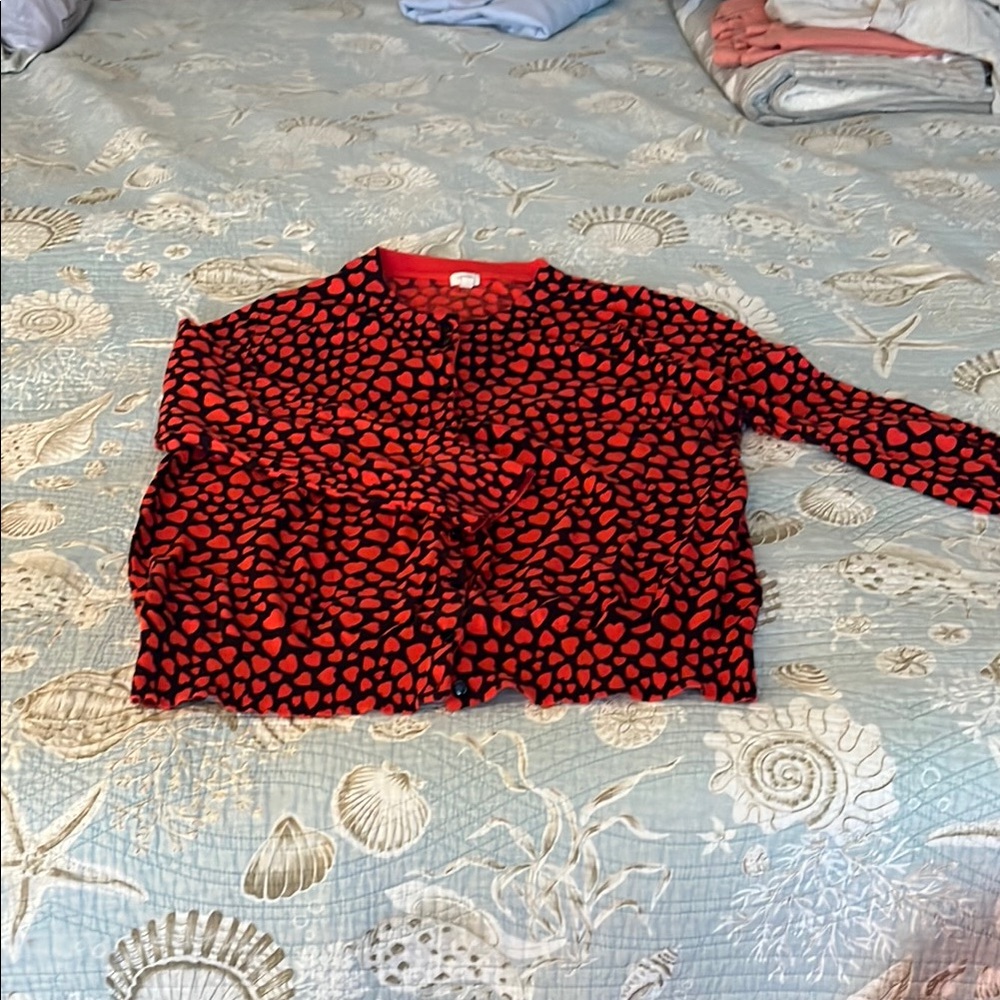 Red and Black Heart Pattern Cardigan